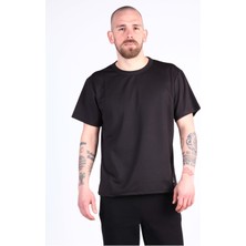 Meissa Fashion Erkek Siyah Oversize Basic T-Shirt