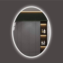Dnr-Mirror73 x 93 cm Beyaz Ledli Elips Banyo Aynası Tuvalet Aynası