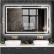 Dnr-Mirror50 x 65 cm Beyaz Ledli Kumlamalı Dikdörtgen Banyo Aynası Tuvalet Aynası