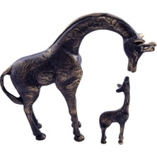 Nusnus Dekoratif Zürafa Biblo 2'li Set Bronz