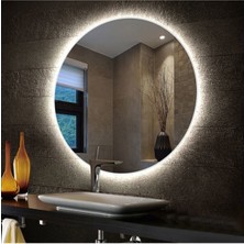 Dnr-Mirror85 Cm Beyaz Ledli Yuvarlak Banyo Aynası Tuvalet Aynası