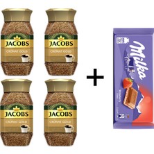 Jacobs Cronat Gold Kahve 4 x 100 gr + Milka Çilekli Çikolata 100 gr