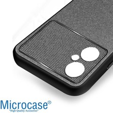 Microcase Xiaomi Poco M4 5g Fabrik Kumaş ve Deri Desen Kılıf - Gri