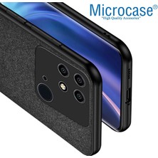 Microcase Xiaomi Poco C40 Fabrik Kumaş ve Deri Desen Kılıf - Siyah