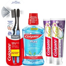 Colgate 2 Adet Colgate Total Pro Diş Eti Sağlığı 50 Ml, Fırça Mikro Ince Siyah 1+1, Ağız Bakım Suyu Nane Ferahlığı 500 Ml
