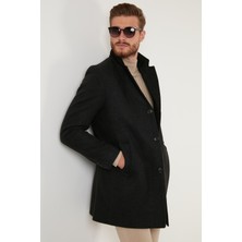 Buratti Slim Fit Tek Yırtmaçlı Düğmeli Mono Yaka Kaşe Kaban Erkek Kaban 5840098