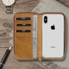 AsyaClub Hakiki Deri Unisex Antik Sarı Fermuarlı Portföy Cüzdan