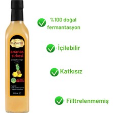 Hanzade Bitkisel Ananas Sirkesi 500 ml Doğal Fermantasyon İçilebilir Katkısız Cam Şişe