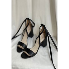 Mida Shoes Y615 Siyah Deri Topuklu Ayakkabı