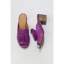 Bueno Shoes Lila Deri Kadın Topuklu Terlik