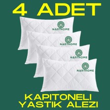 Nart Home Kapitoneli Yastık Alezi 4'li Pamuklu Fermuarlı Kapitone Yastık Koruyucu Yastık Kılıfı Kya4