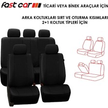 Fast Car Fiorino Oto Koltuk Kılıfı Arka Koltuklar 2+1 Model Siyah