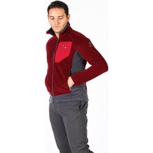 Erkek Polar Bordo Hırka Mont Tam Fermuar Gizli Cep Sweatshirt Slim Feet