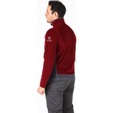 Erkek Polar Bordo Hırka Mont Tam Fermuar Gizli Cep Sweatshirt Slim Feet