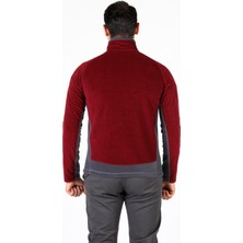 Erkek Polar Bordo Hırka Mont Tam Fermuar Gizli Cep Sweatshirt Slim Feet