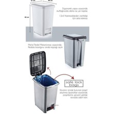 Coverest 50 Lt Slim Pedallı Plastik Çöp Kovası Siyah Kapaklı