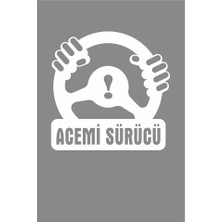 TSC Acemi Sürücü Uyarı Etiketi Sticker Beyaz Arka Cam 28CM