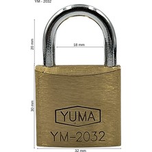 Yuma Standart Asma Kilit Pirinç Sarı 32 mm