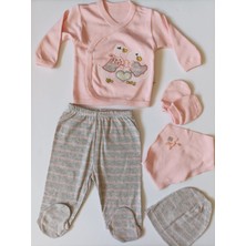 Baby Blue 5li Zıbın Takımı Hastane Çıkışı %100 Organik Pamuklu Antialerjik