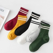 Meguca Socks Unisex Karışık Renkli Çizgili Kolej Çorap Seti 6 Çift