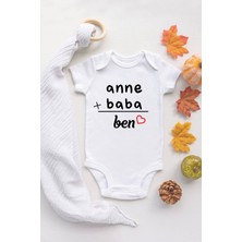 Tuğba Baby Tuğba Baby Beyaz Bebek Anne Baba Ben Baskılı Çıtçıtlı Zıbın
