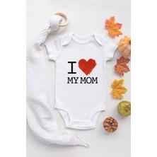 Tuğba Baby Tuğba Baby I Love You Mom  Baskılı Bebek Body Pamuklu Zıbın