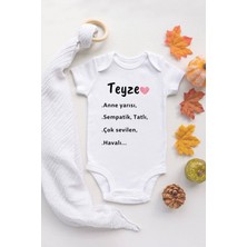 Tuğba Baby Teyze Anne Yarısı Baskılı Ekruçıtçıtlı Body Zıbın