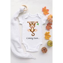 Tuğba Baby Ekru Bebek Maymun Baskılı Çıtçıtlı Body