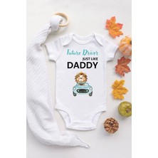 Tuğba Baby Erkek Ekru Bebek Daddy Baskılı Çıtçıtlı Body 5 Pamuklu Zıbın