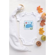 Tuğba Baby Ekru Bebek Balina Baskılı Çıtçıtlı Body 5004
