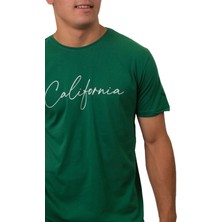 Erkek Bisiklet Yaka California Yeşil Tişört
