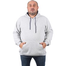 Moc Grande Mocgrande Büyük Beden Erkek Basic Sweat Kapüşonlu 11700-GRI Melanj