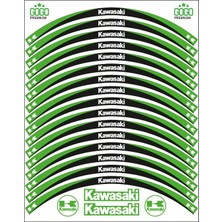 Gogo Premium Yeşil Siyah Kawasaki Reflektörlü Jant Şeridi