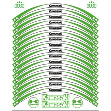 Gogo Premium Yeşil Beyaz Kawasaki Reflektörlü Jant Şeridi