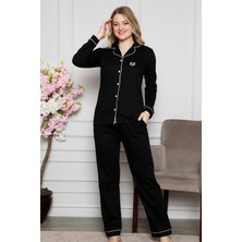 Farya Home Dreamy Pamuklu Biyeli Gömlek Pijama Takımı Kırmızı