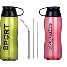 İlksoft Okul Su Matarası Suluk (750 ml) Bpa Içermez + Metal Pipet 2li Temizleme Fırçası