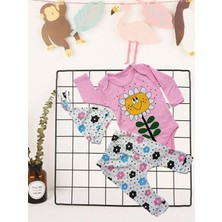 Baby Bonta Kız Bebek 3 Lü Takım  Gülen Papatya Baskılı 3-6-9 Ay