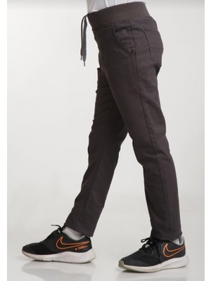 Mavimoure Çocuk Beli Ribanalı Tam Lastikli Kanvas Kumaş Okul Pantolon