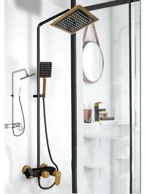 Rudi Gold Siyah Robot Duş Seti ve Banyo Bataryası 2'li Set - 204GB
