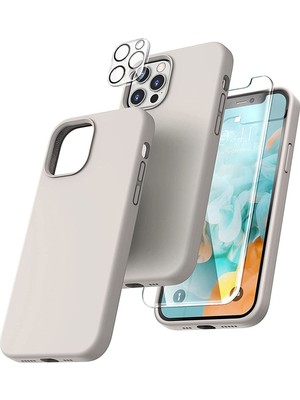 Emybox Iphone 12 Pro Lansman Silikon Kılıf Içi Kadife Telefon Uyumlu Çentikli Ekran Koruyucu Kamera Koruyucu 3lü Set