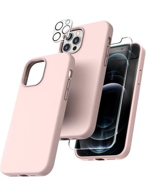 Emybox Iphone 12 Pro Lansman Silikon Kılıf Içi Kadife Telefon Uyumlu Çentikli Ekran Koruyucu Kamera Koruyucu 3lü Set