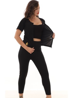 Sauna Suit Yağ Yakma Termal Terleten Tayt ve Fermuarlı Takım ve Fermuarlı Takım