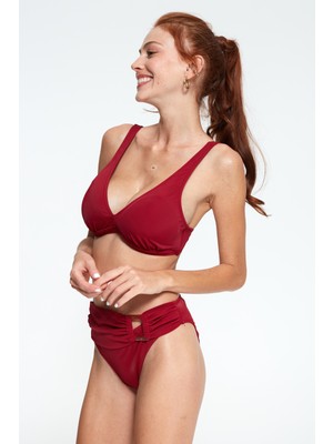 No Gossip Aksesuarlı Toparlayıcı Fra Bikini Takım 227387 Bordo