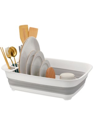 5DM Yeni Nesil Katlanabilir Akordiyon Silikon Bulaşık Sepeti Tabaklık Bulaşıklık