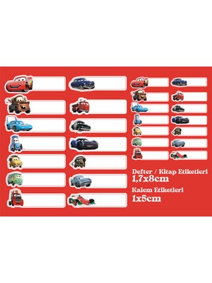 Dijital Okul Defter - Kalem Sticker Seti Arabalar 28'li