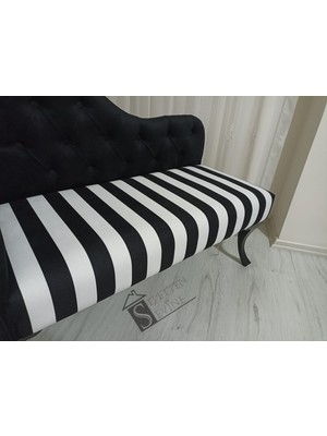Sepetten Evine Yeni Nesil Siyah Beyaz Köşe Koltuğu, Zebra Josefin Koltuk Siyah Ayak 110 cm
