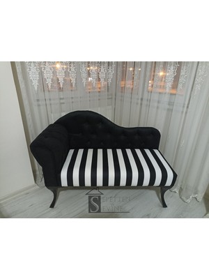 Sepetten Evine Yeni Nesil Siyah Beyaz Köşe Koltuğu, Zebra Josefin Koltuk Siyah Ayak 120 cm