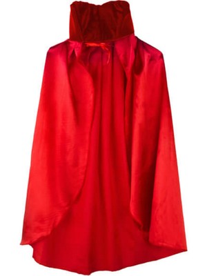 Tuuverse Parti Aksesuar Kırmızı Renk Yakalı Halloween Pelerin 90 cm
