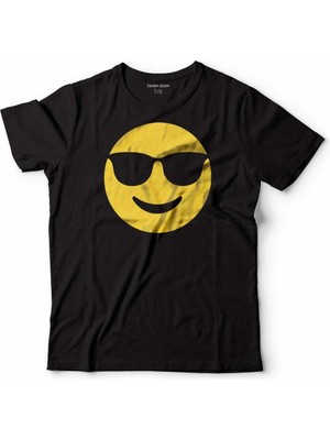 Kendim Seçtim Gözlük Emoji Icon Smıle Glases Çocuk Tişört Siyah