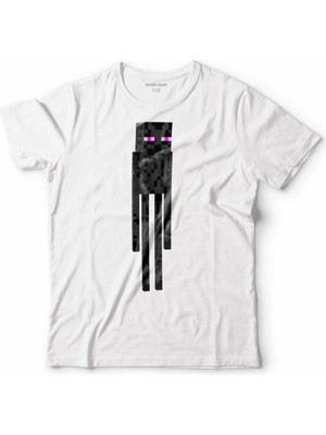 Kendim Seçtim Mınecraft Enderman Ender Man Çocuk Tişört Beyaz